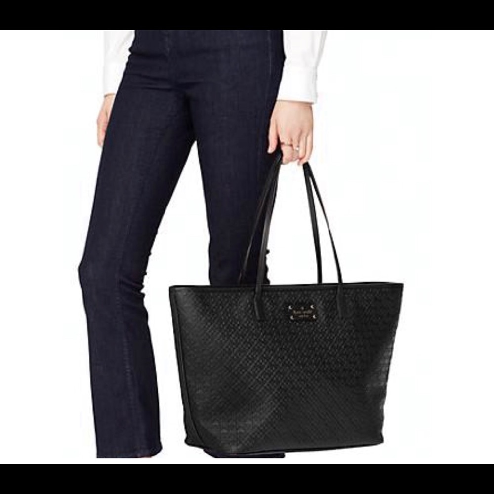 Kate Spade New York Penn Place Embossed Margareta Tote Black Leather Bag
